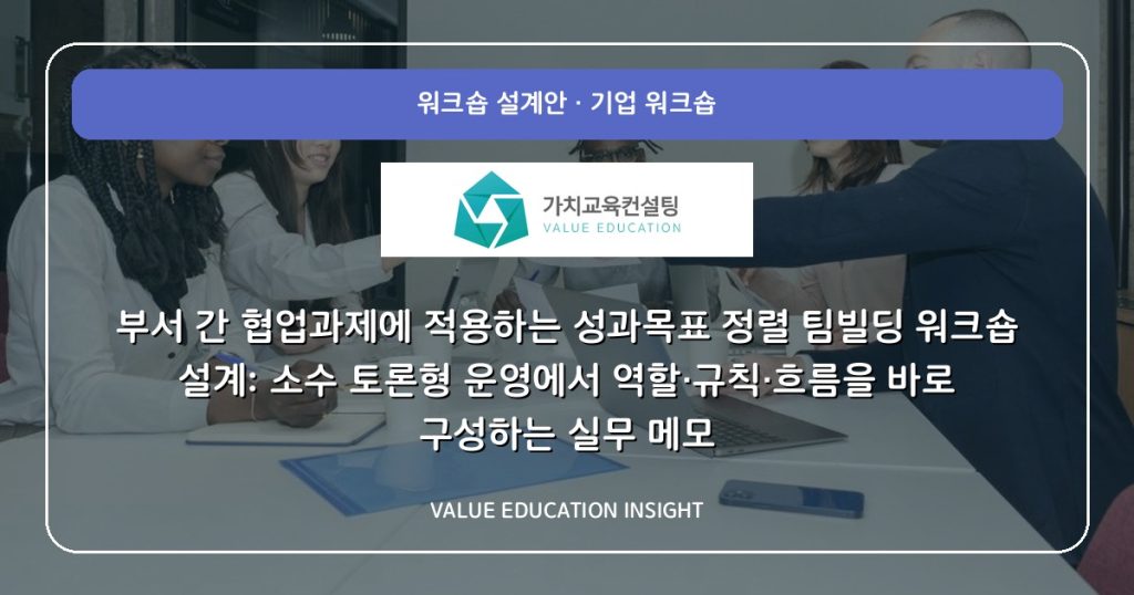부서 간 협업과제에 적용하는 성과목표 정렬 팀빌딩 워크숍 설계: 소수 토론형 운영에서 역할·규칙·흐름을 바로 구성하는 실무 메모