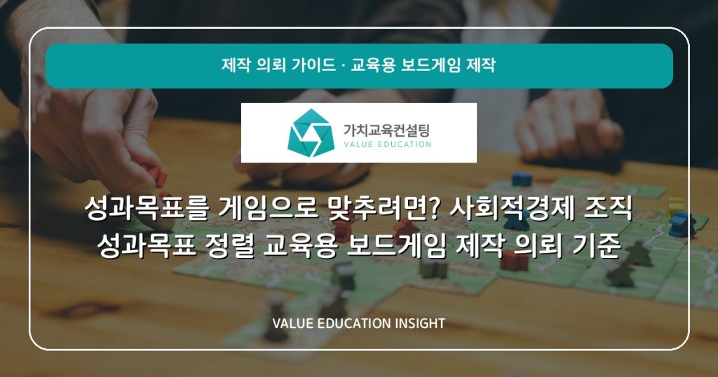 성과목표를 게임으로 맞추려면? 사회적경제 조직 성과목표 정렬 교육용 보드게임 제작 의뢰 기준