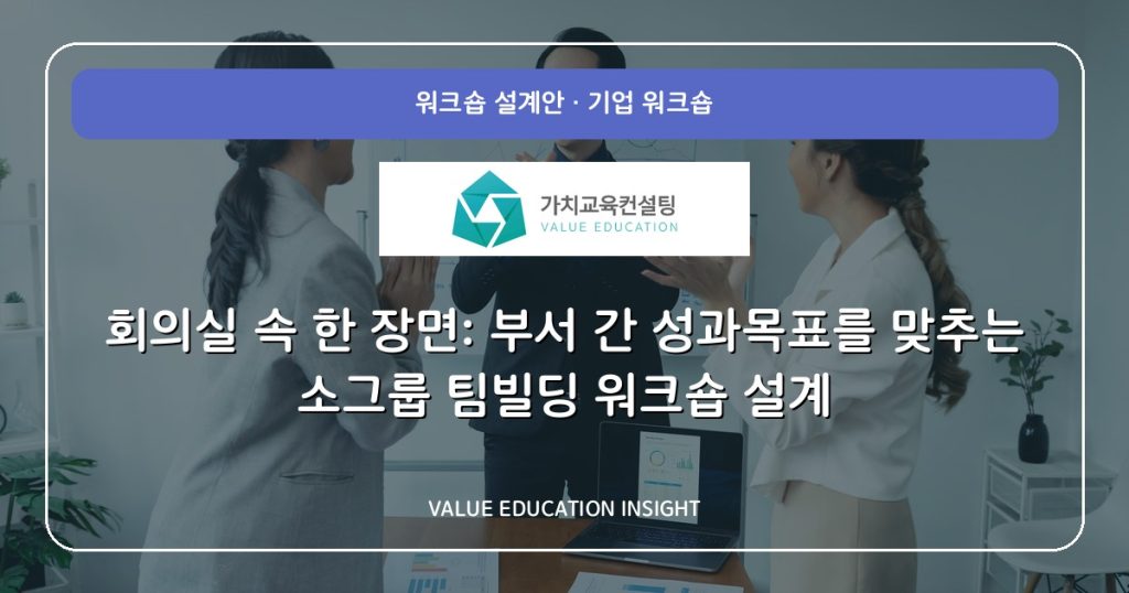 회의실 속 한 장면: 부서 간 성과목표를 맞추는 소그룹 팀빌딩 워크숍 설계