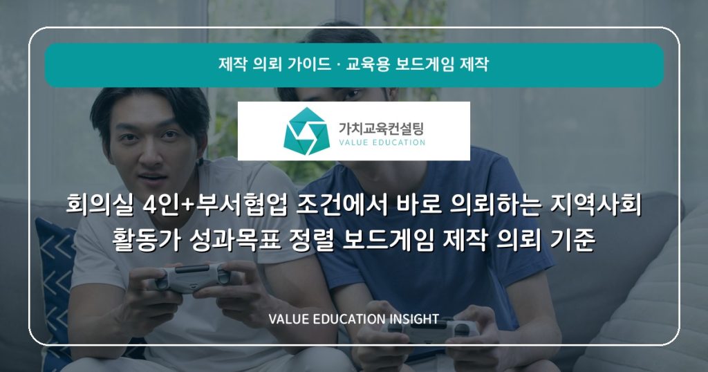 회의실 4인+부서협업 조건에서 바로 의뢰하는 지역사회 활동가 성과목표 정렬 보드게임 제작 의뢰 기준