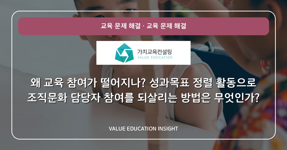 왜 교육 참여가 떨어지나? 성과목표 정렬 활동으로 조직문화 담당자 참여를 되살리는 방법은 무엇인가?